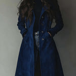 Curdin | Trenchcoat Damen Wildleder-Optik Zweireihig Midi
