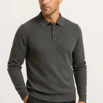 Cyrill | Polo Pullover aus Merinowolle Herren Langarm Knopfleiste