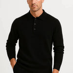 Cyrill | Polo Pullover aus Merinowolle Herren Langarm Knopfleiste