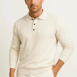 Cyrill | Polo Pullover aus Merinowolle Herren Langarm Knopfleiste