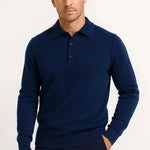 Cyrill | Polo Pullover aus Merinowolle Herren Langarm Knopfleiste
