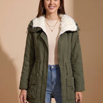Daniela | Parka Damen mit Kunstfellkragen Gefüttert Kordelzug