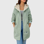 Daniela | Teddy Fleecejacke Lang mit Kapuze Damen Reissverschluss