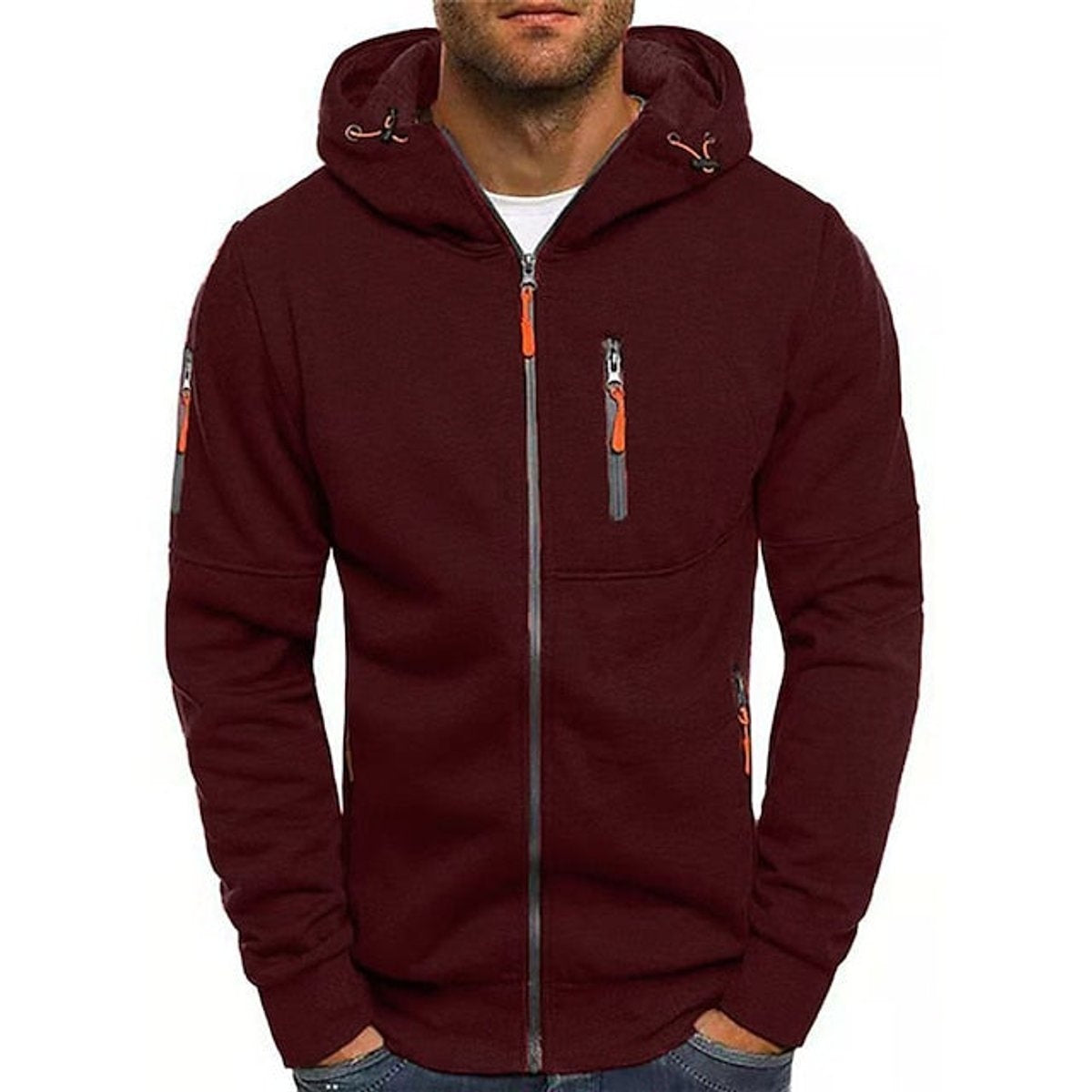 Dario | Hoodie Herren mit Reissverschluss Kapuze und Kordelzug Polyester