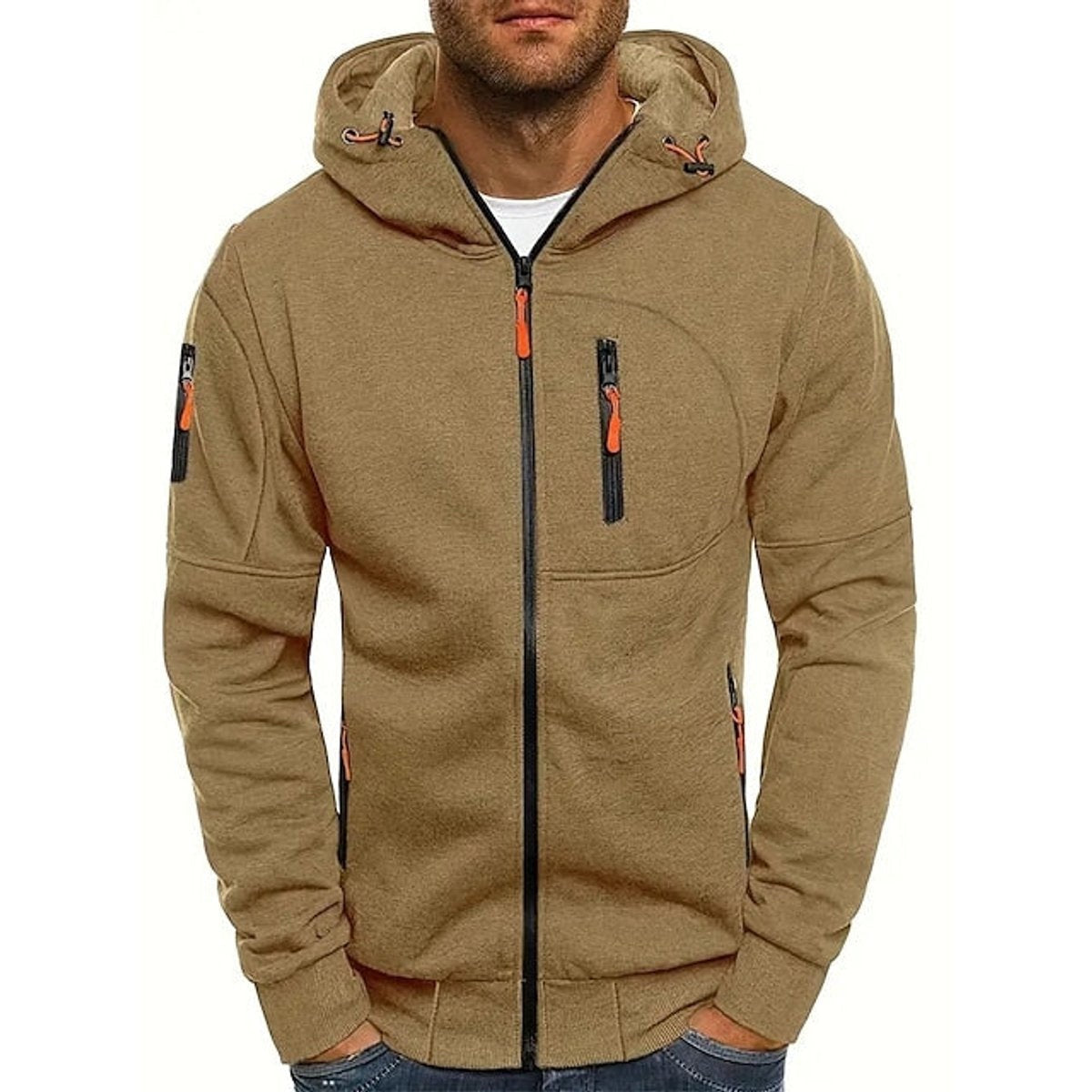 Dario | Hoodie Herren mit Reissverschluss Kapuze und Kordelzug Polyester