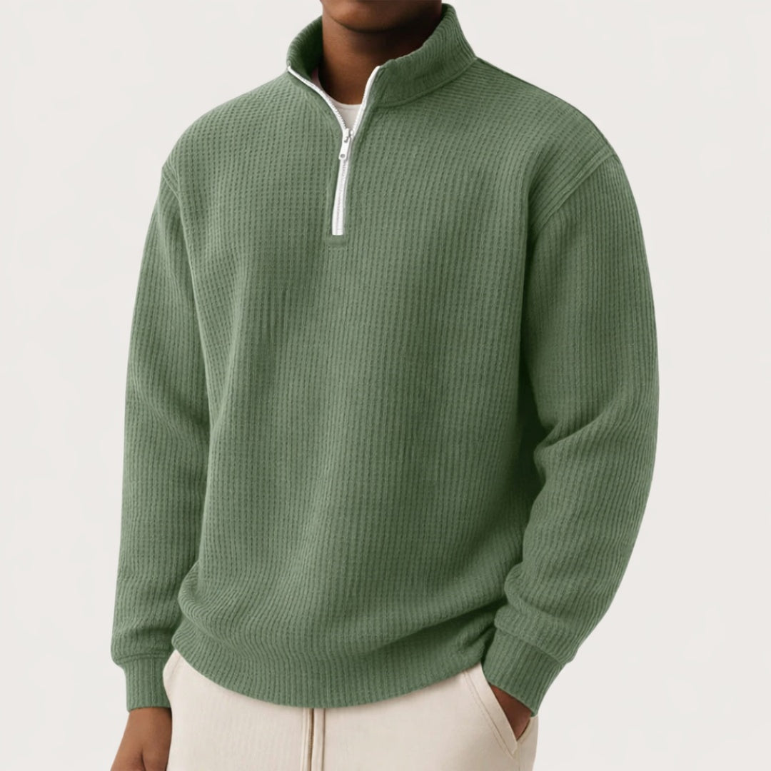 Dominik | Hoodie Herren Half-Zip Waffelstruktur Langarm