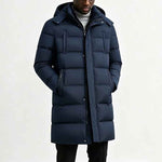Dominik | Lange Daunenjacke mit Kapuze Herren Steppjacke