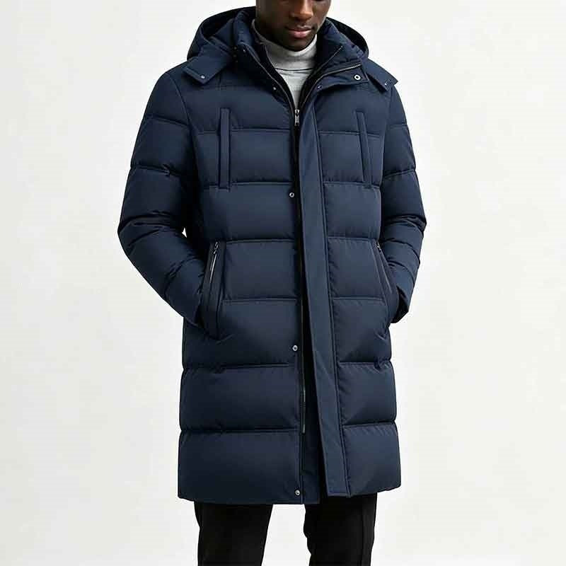Dominik | Lange Daunenjacke mit Kapuze Herren Steppjacke