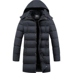 Dominik | Lange Daunenjacke mit Kapuze Herren Steppjacke