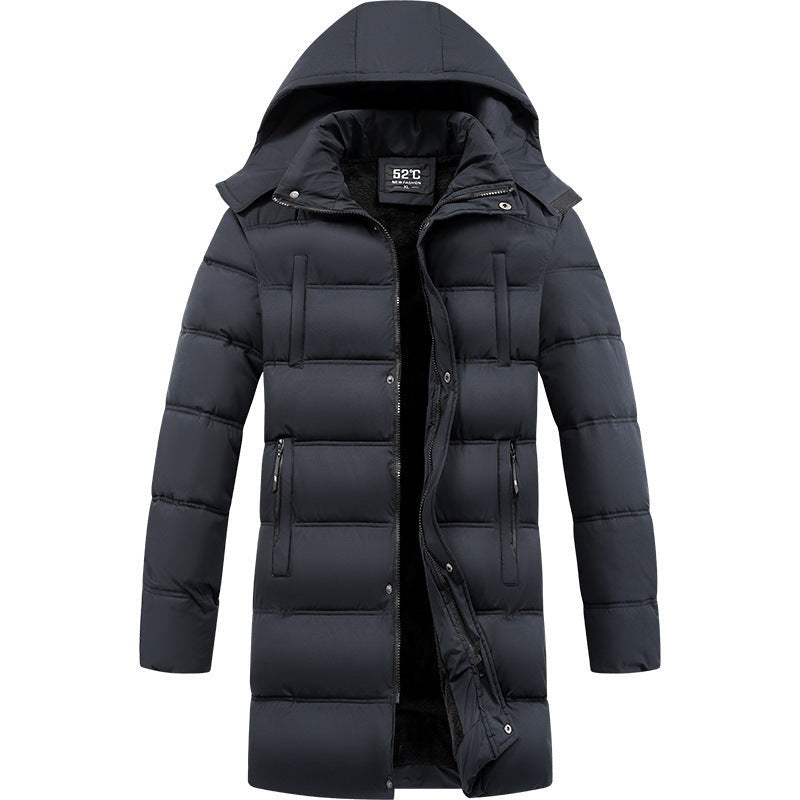 Dominik | Lange Daunenjacke mit Kapuze Herren Steppjacke