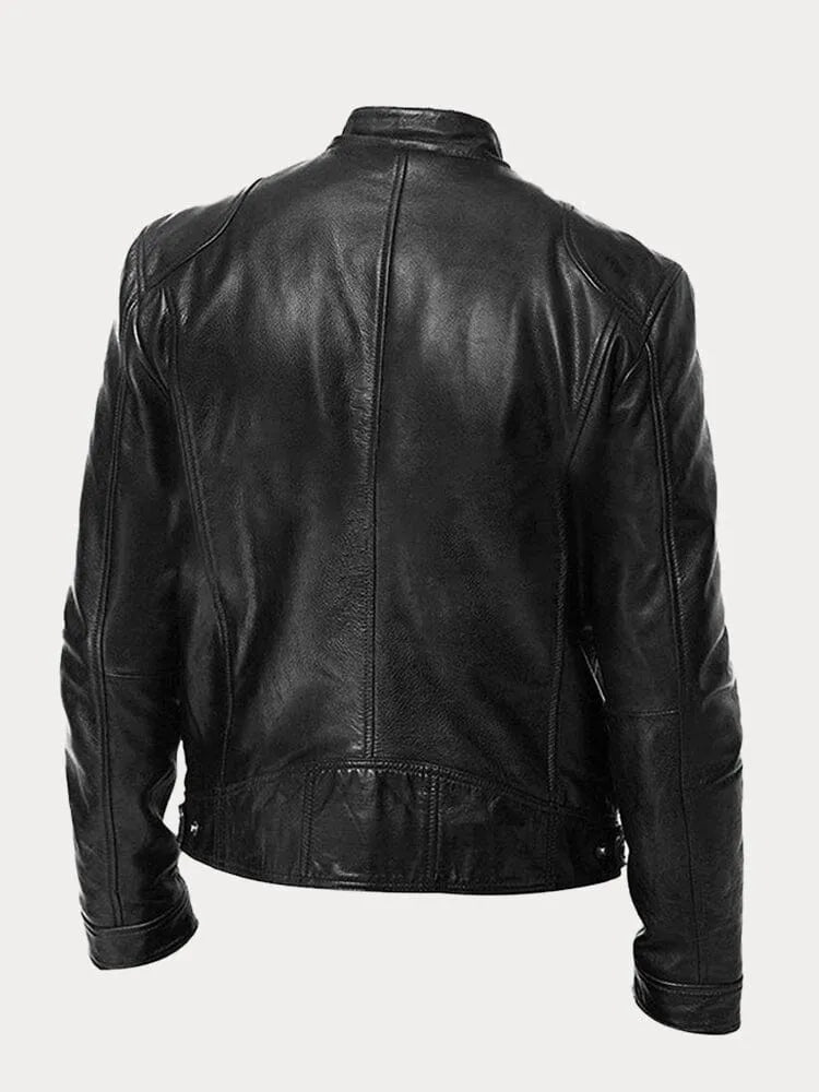 Dominik | Lederjacke Herren Bikerjacke Echtleder Stehkragen