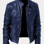 Dominik | Lederjacke Herren Bikerjacke Echtleder Stehkragen
