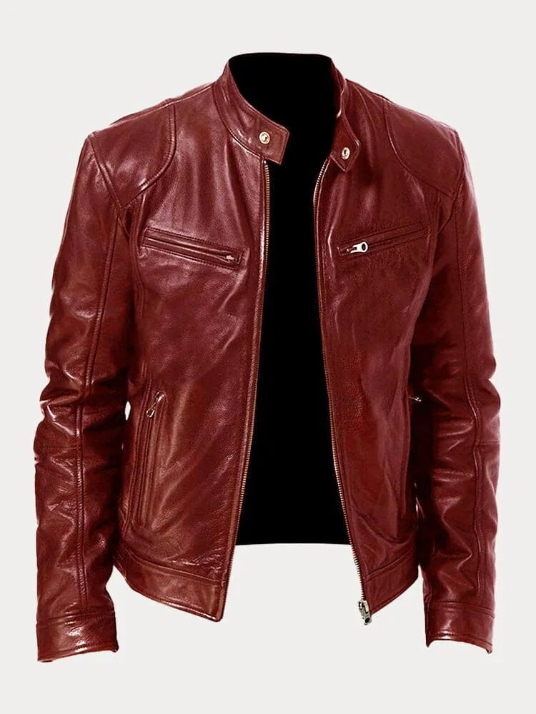 Dominik | Lederjacke Herren Bikerjacke Echtleder Stehkragen
