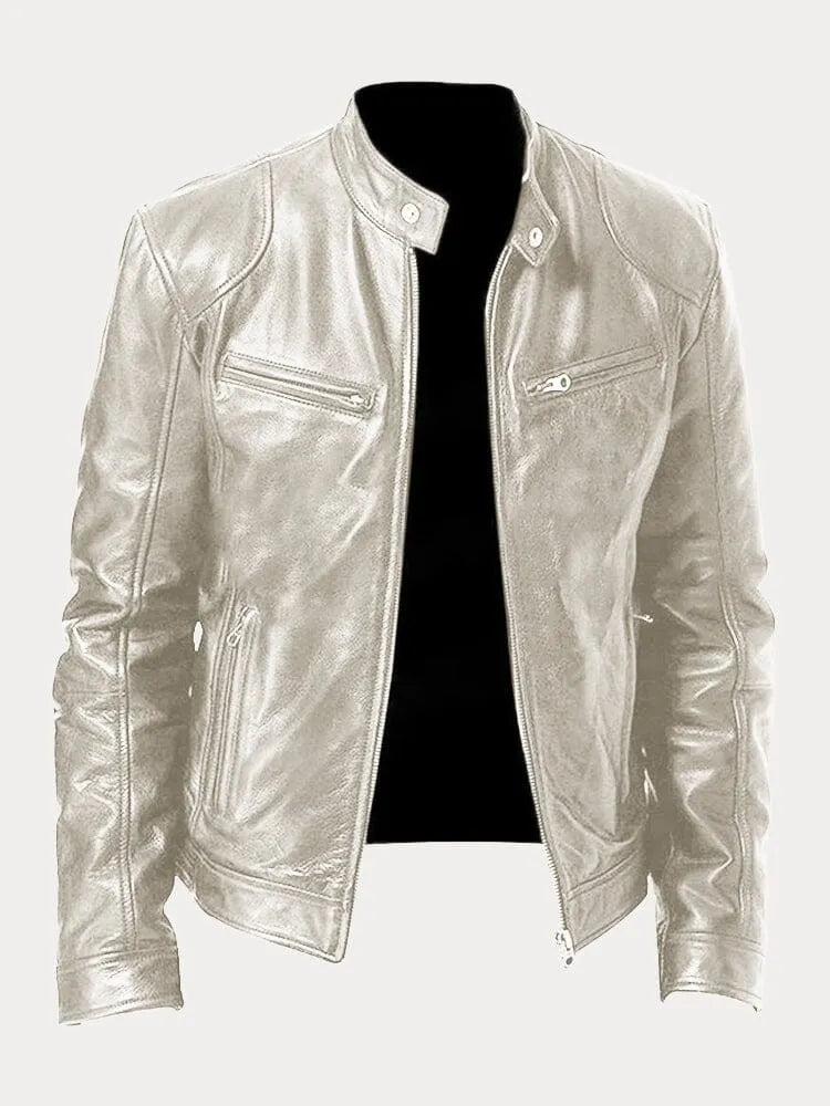 Dominik | Lederjacke Herren Bikerjacke Echtleder Stehkragen