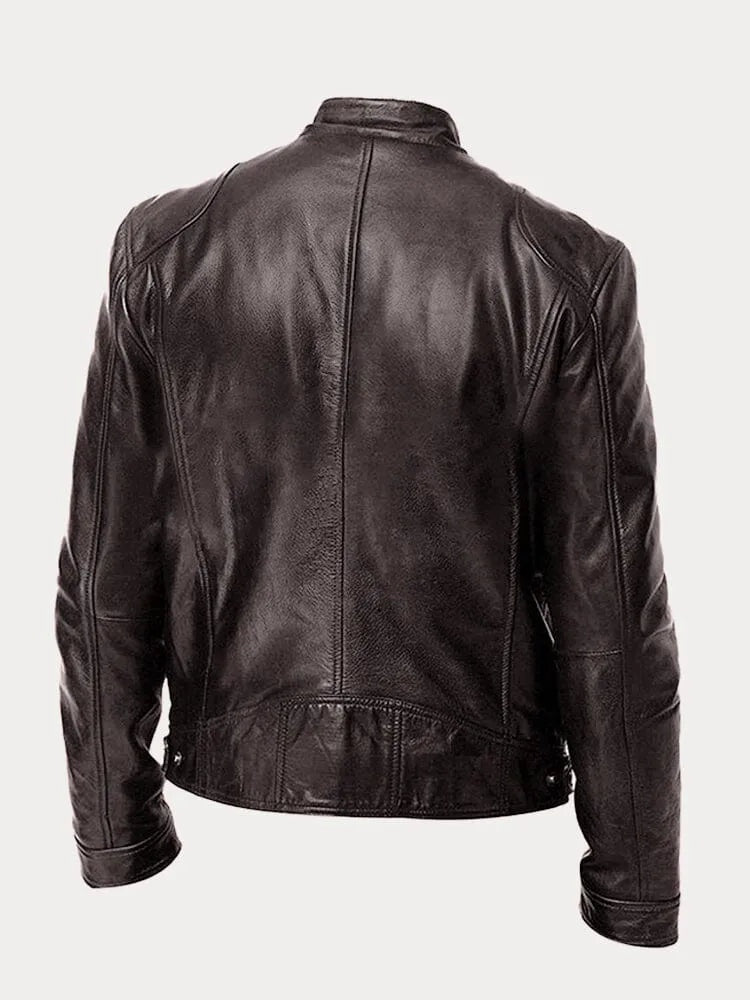 Dominik | Lederjacke Herren Bikerjacke Echtleder Stehkragen
