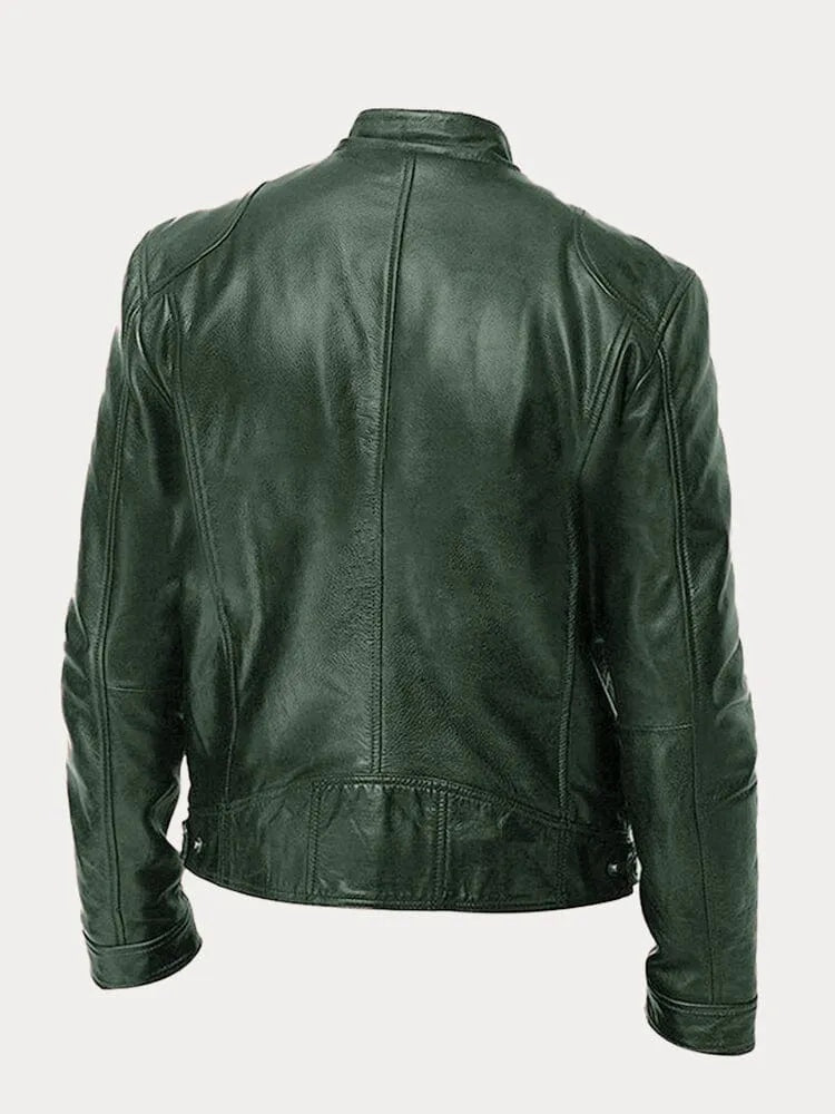 Dominik | Lederjacke Herren Bikerjacke Echtleder Stehkragen