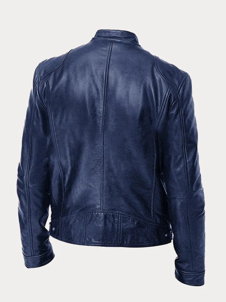 Dominik | Lederjacke Herren Bikerjacke Echtleder Stehkragen