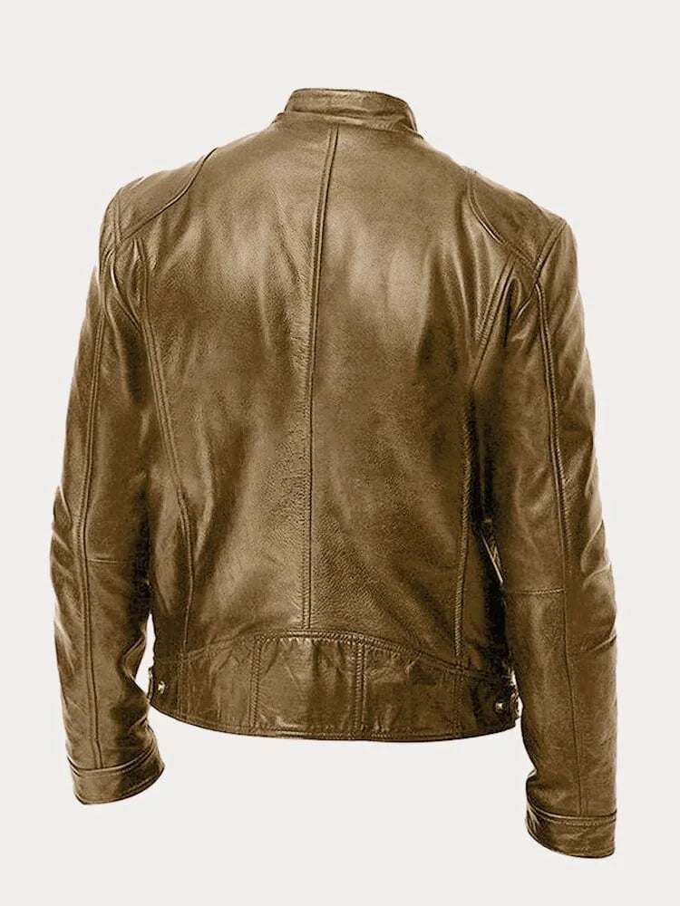 Dominik | Lederjacke Herren Bikerjacke Echtleder Stehkragen