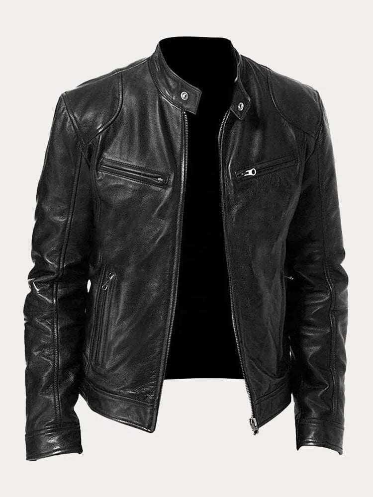 Dominik | Lederjacke Herren Bikerjacke Echtleder Stehkragen