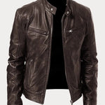 Dominik | Lederjacke Herren Bikerjacke Echtleder Stehkragen
