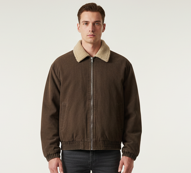 Elias | Bomberjacke Herren Sherpa-Kragen Gefüttert
