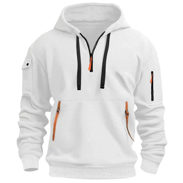 Elias | Hoodie Herren Half-Zip mit Kapuze Mehrere Taschen