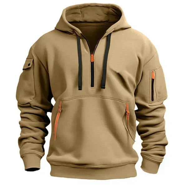 Elias | Hoodie Herren Half-Zip mit Kapuze Mehrere Taschen