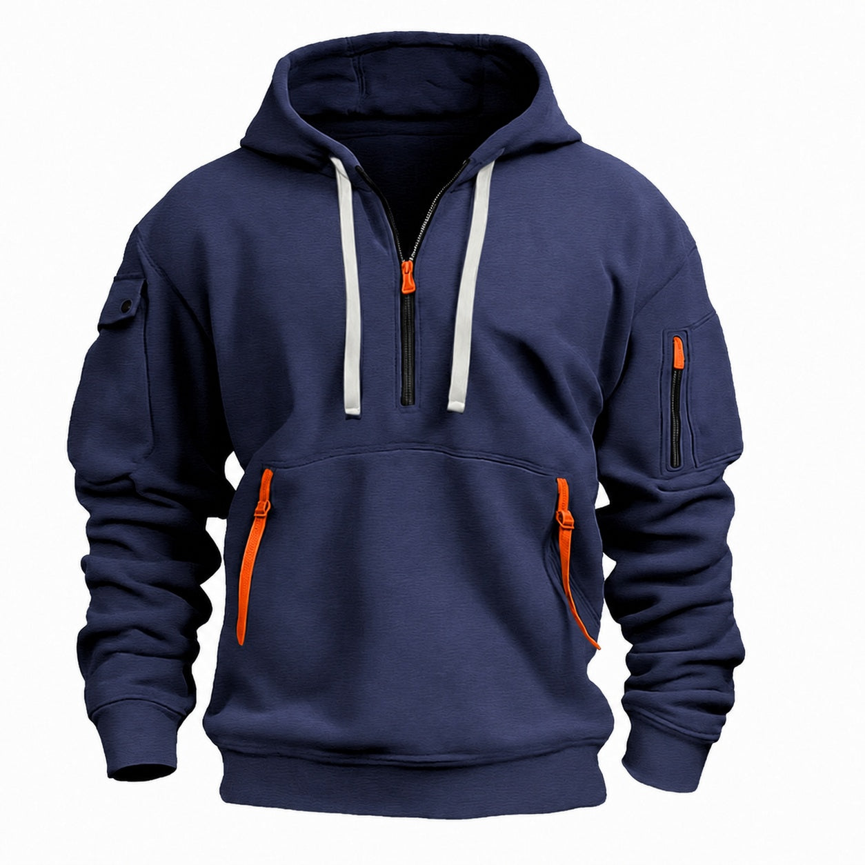 Elias | Hoodie Herren Half-Zip mit Kapuze Mehrere Taschen