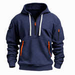 Elias | Hoodie Herren Half-Zip mit Kapuze Mehrere Taschen