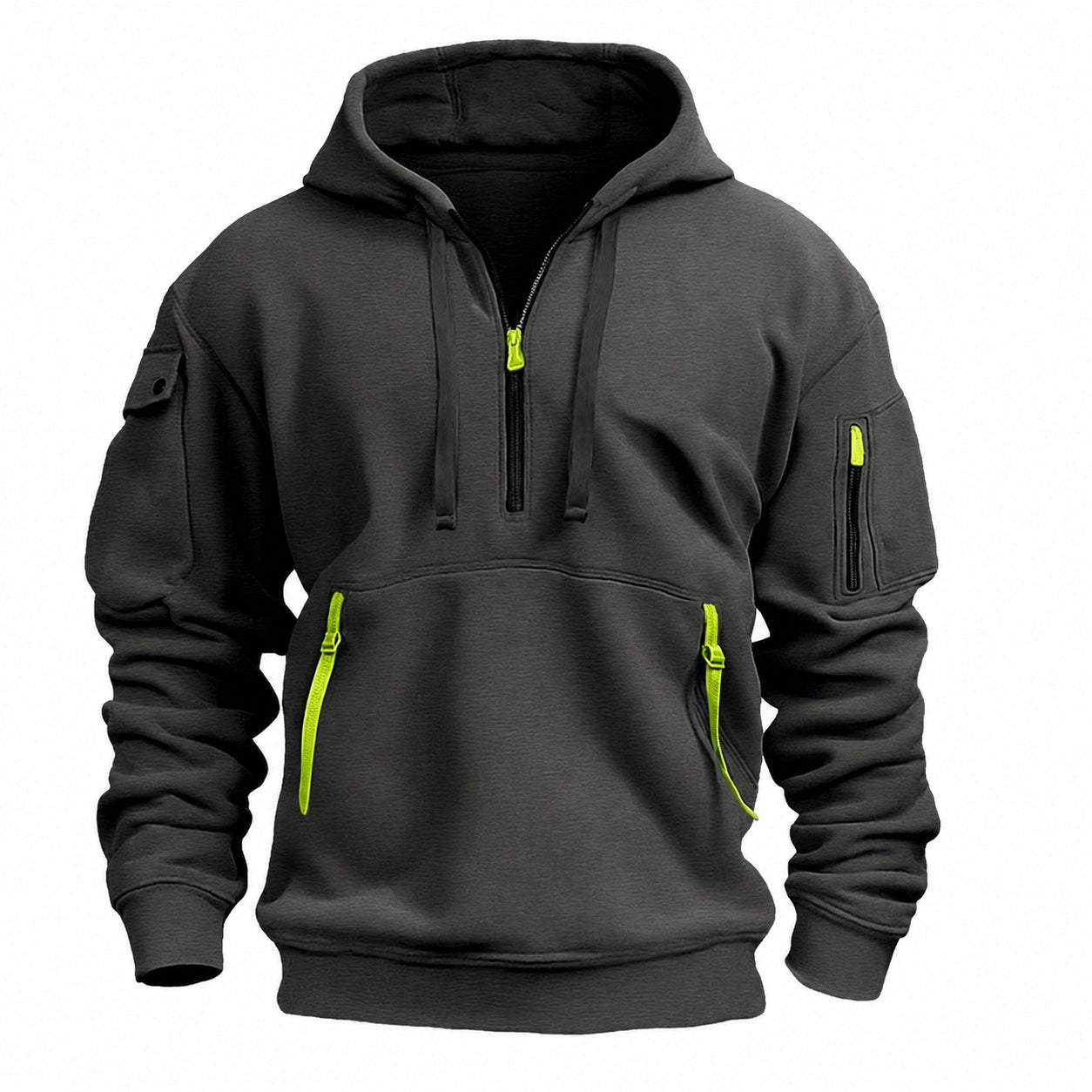 Elias | Hoodie Herren Half-Zip mit Kapuze Mehrere Taschen