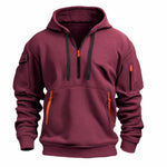 Elias | Hoodie Herren Half-Zip mit Kapuze Mehrere Taschen