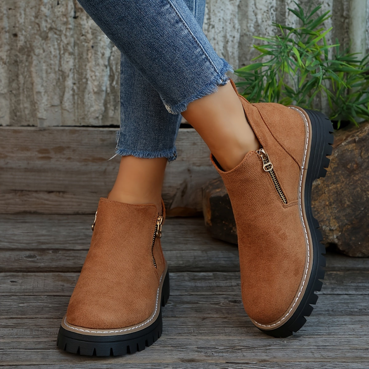 Elisa | Chelsea Boots Damen Leopardenmuster Plateau Reissverschluss