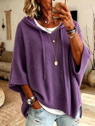 Elisa | Strickponcho mit Kapuze Damen Oversize