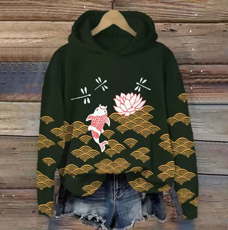 Emilia | Hoodie Damen Japanisches Kirschblüten-Print Kapuzenpullover