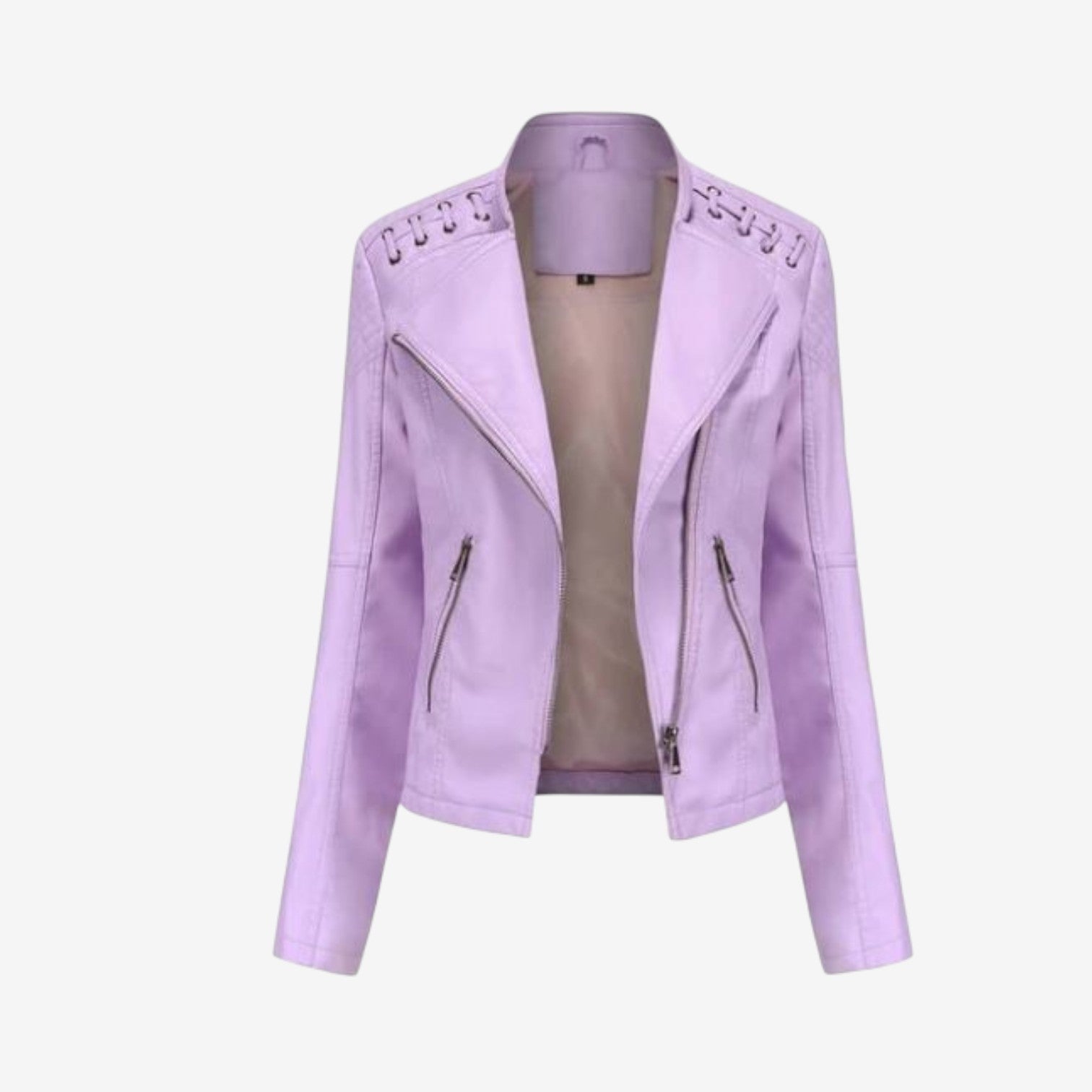 Estelle | Lederjacke Damen Kurz Bikerjacke Kunstleder Reissverschluss
