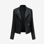 Estelle | Lederjacke Damen Kurz Bikerjacke Kunstleder Reissverschluss