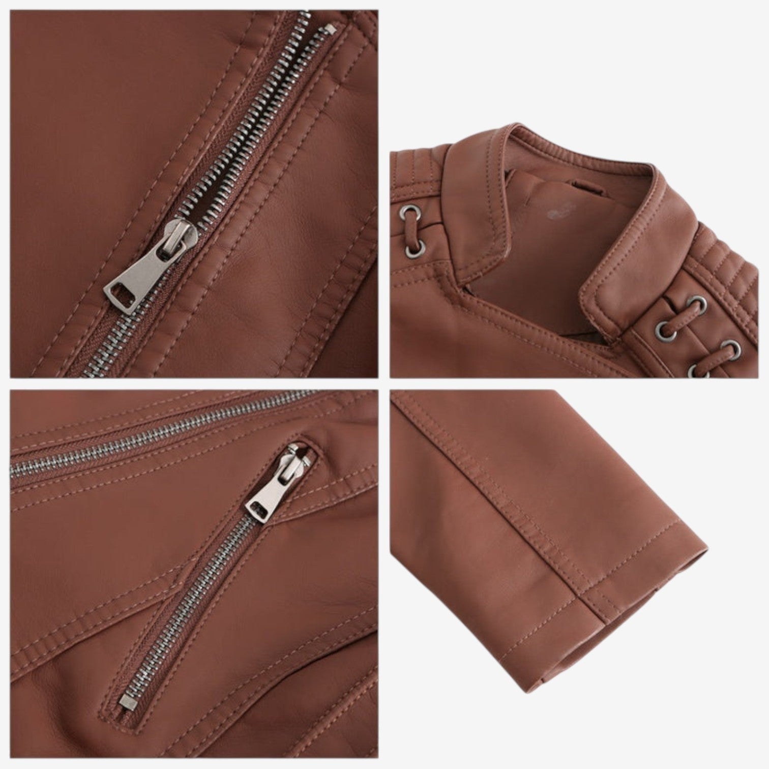 Estelle | Lederjacke Damen Kurz Bikerjacke Kunstleder Reissverschluss
