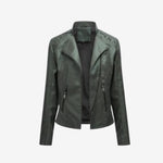 Estelle | Lederjacke Damen Kurz Bikerjacke Kunstleder Reissverschluss