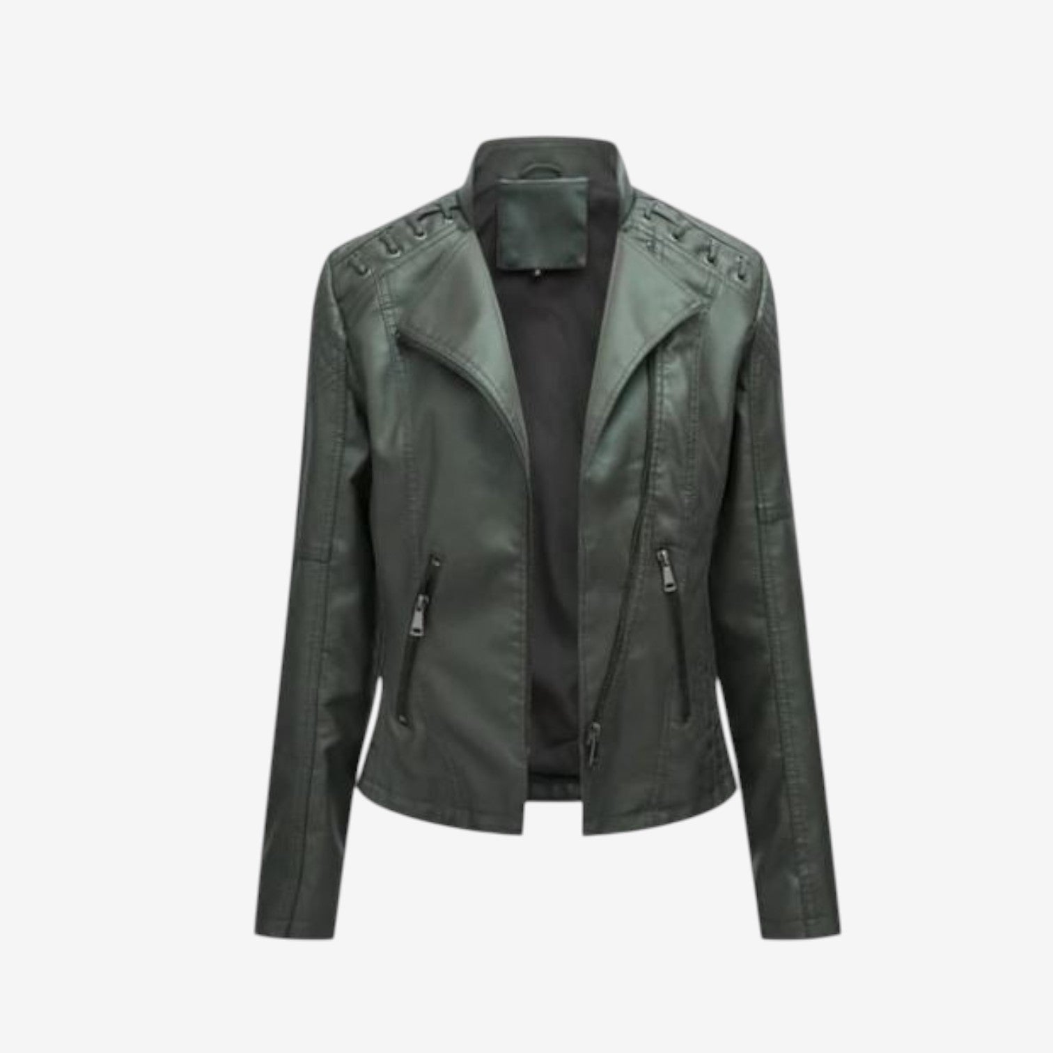 Estelle | Lederjacke Damen Kurz Bikerjacke Kunstleder Reissverschluss