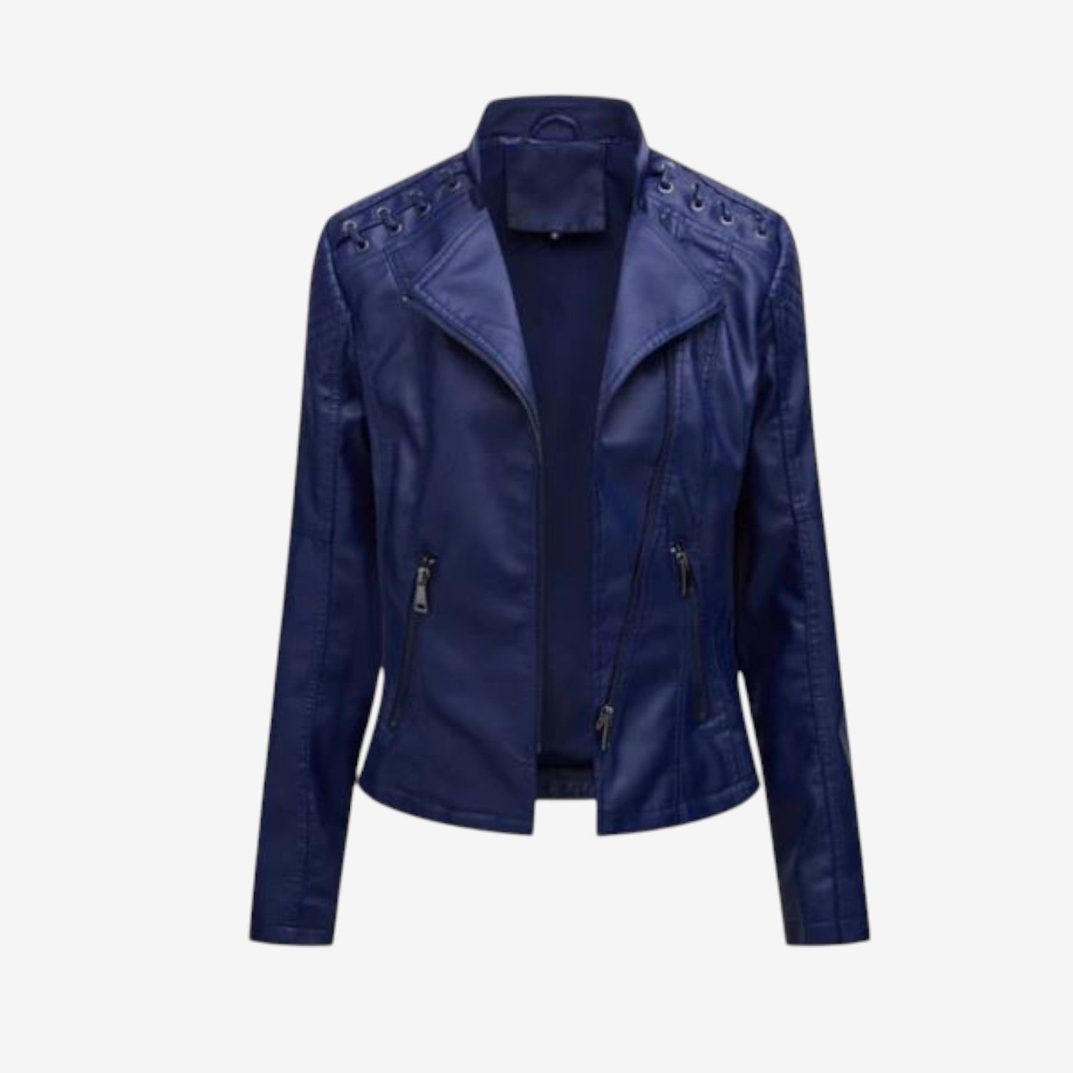 Estelle | Lederjacke Damen Kurz Bikerjacke Kunstleder Reissverschluss