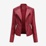 Estelle | Lederjacke Damen Kurz Bikerjacke Kunstleder Reissverschluss