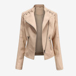 Estelle | Lederjacke Damen Kurz Bikerjacke Kunstleder Reissverschluss
