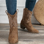 Estelle | Stiefeletten Damen Westernstil Blockabsatz Bestickt