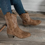 Estelle | Stiefeletten Damen Westernstil Blockabsatz Bestickt