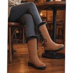 Estelle | Winterstiefel Damen Kunstfell Kniehohe Stiefel Blockabsatz
