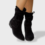 Eveline | Stiefel Damen Wildleder Gerafft mit Schnalle und Reissverschluss