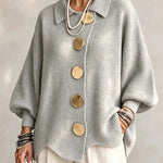 Eveline | Strickjacke mit Kragen und Knöpfen Damen Oversize Laternenärmel