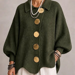 Eveline | Strickjacke mit Kragen und Knöpfen Damen Oversize Laternenärmel