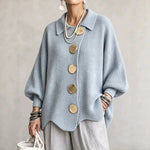 Eveline | Strickjacke mit Kragen und Knöpfen Damen Oversize Laternenärmel