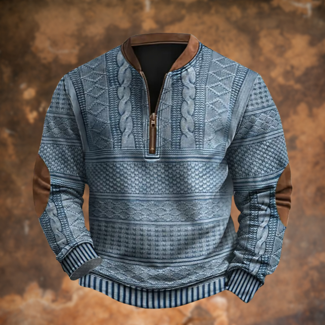 Fabian | Pullover Herren Half-Zip Strick Strukturmuster